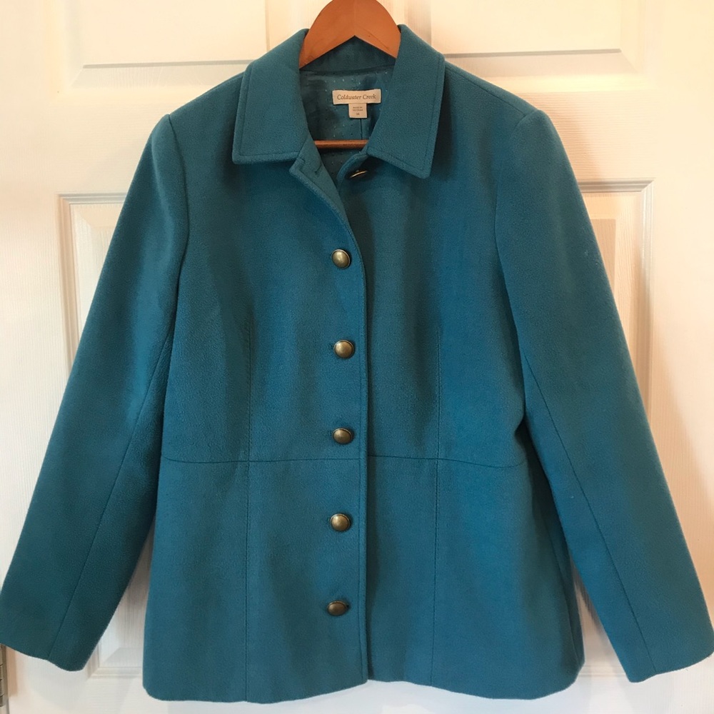 Coldwater Creek Teal Button Front Jacket